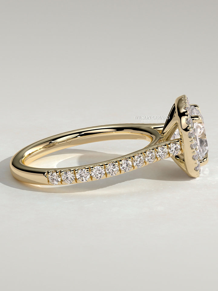 lab created oval diamond ring halo