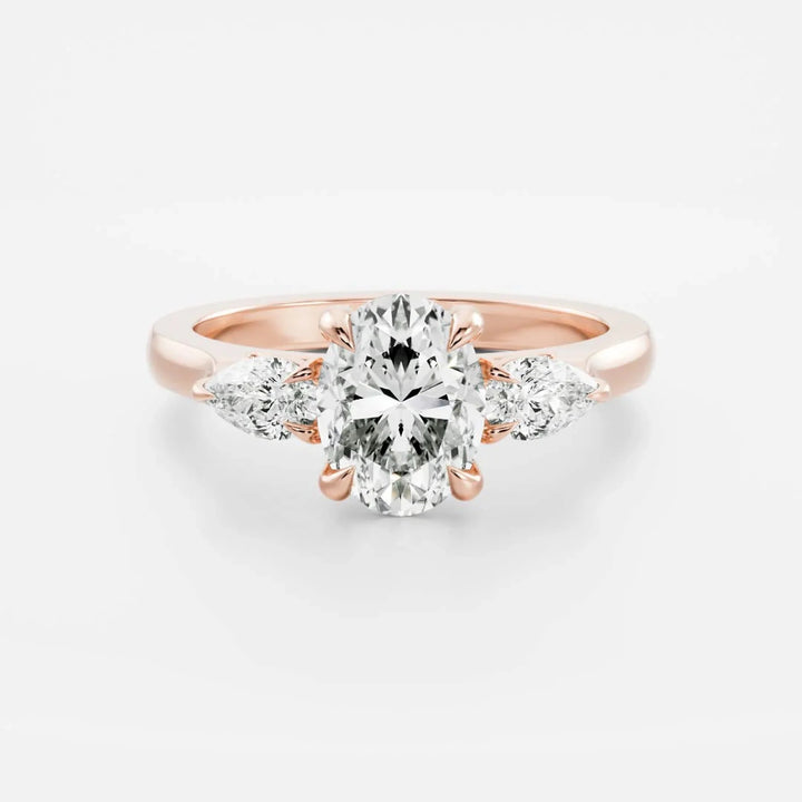 oval side stone engagement ring 1.5ct lab grown diamond USA