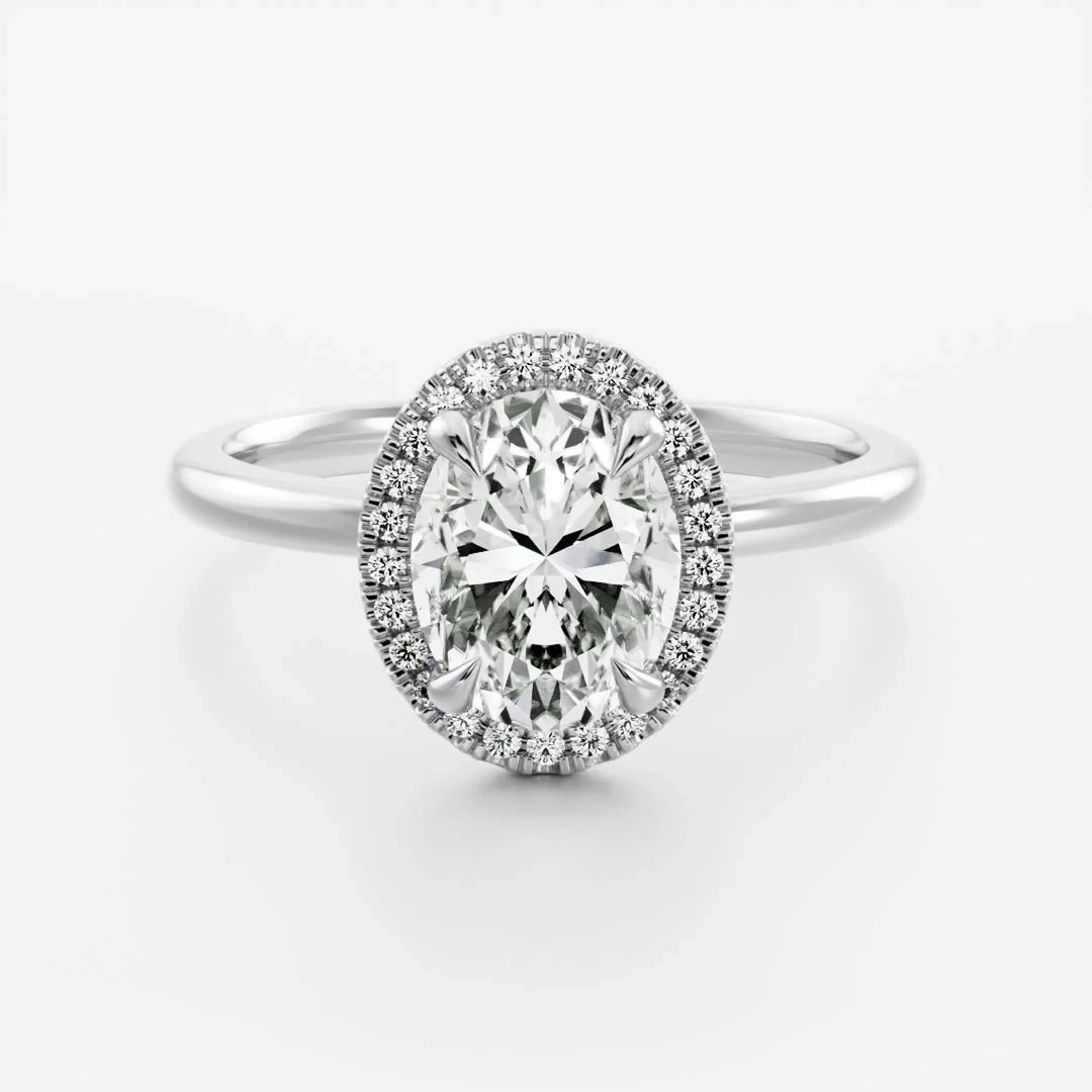 oval halo solitaire engagement ring 1ct lab diamond USA