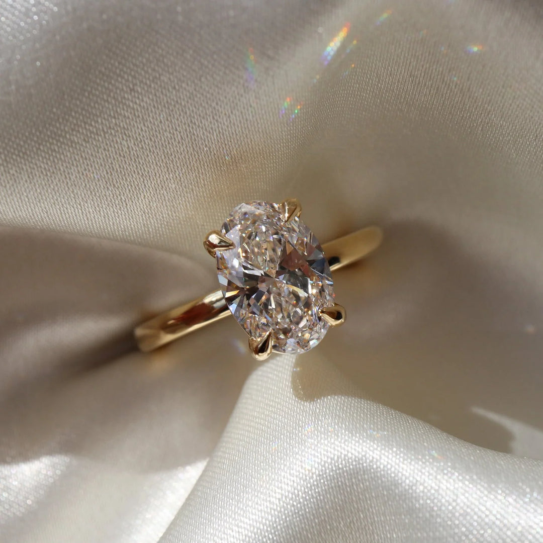 elegant oval cut solitaire engagement ring IGI certified lab diamond USA