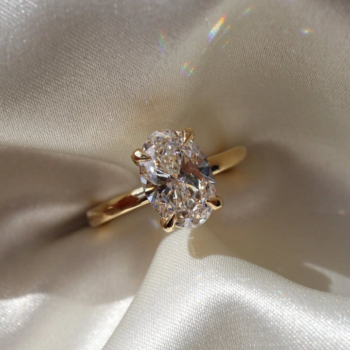 elegant oval cut solitaire engagement ring IGI certified lab diamond USA