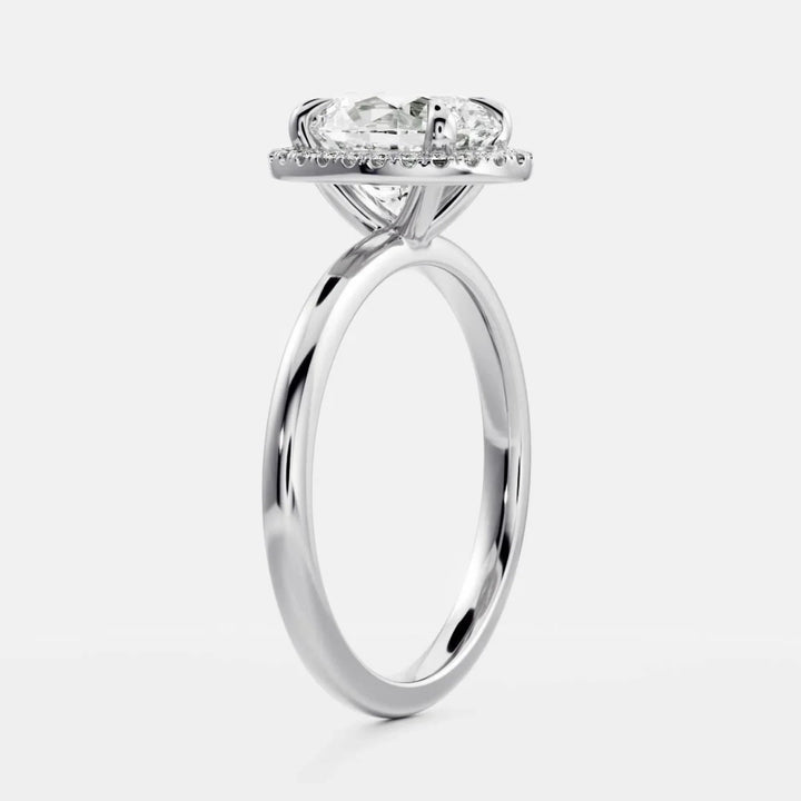modern oval halo engagement ring lab grown diamond IGI USA