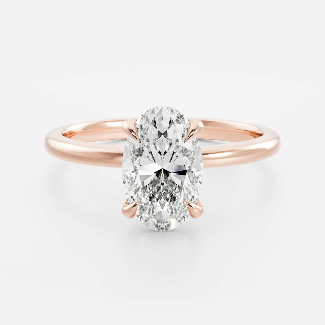 2 carat oval diamond solitaire ring lab grown IGI certified USA