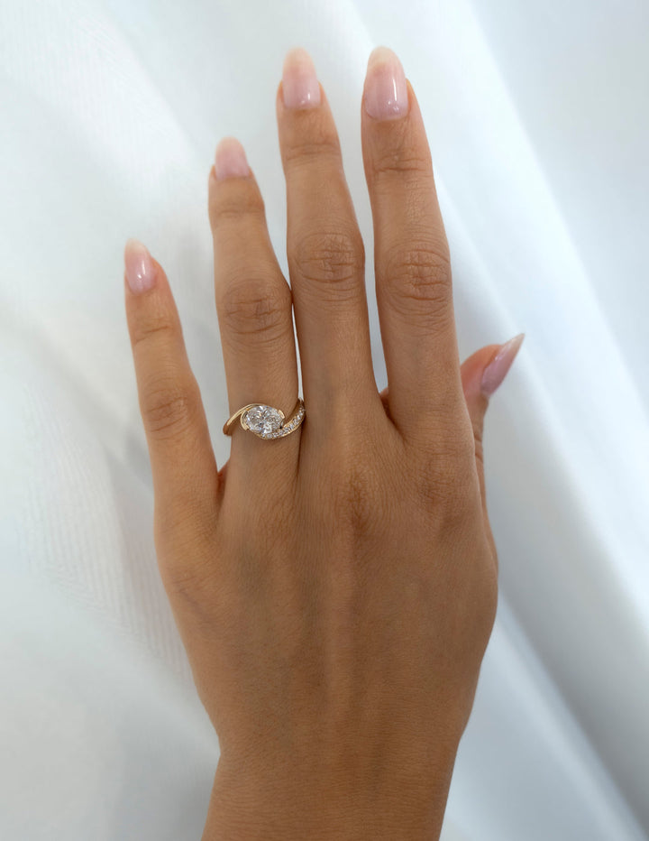 Oval Solitaire Pavé Ring
