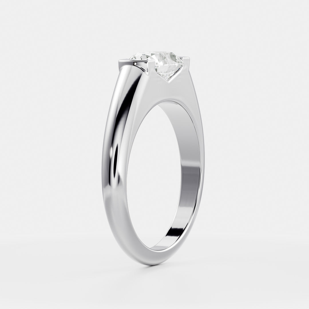 minimalist oval half bezel signet ring IGI lab grown diamond USA