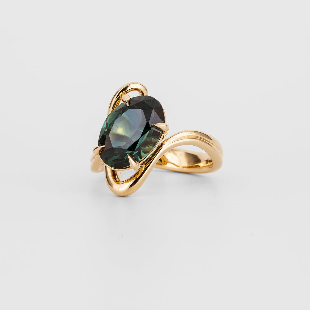 Oval Australian Teal Sapphire Ring