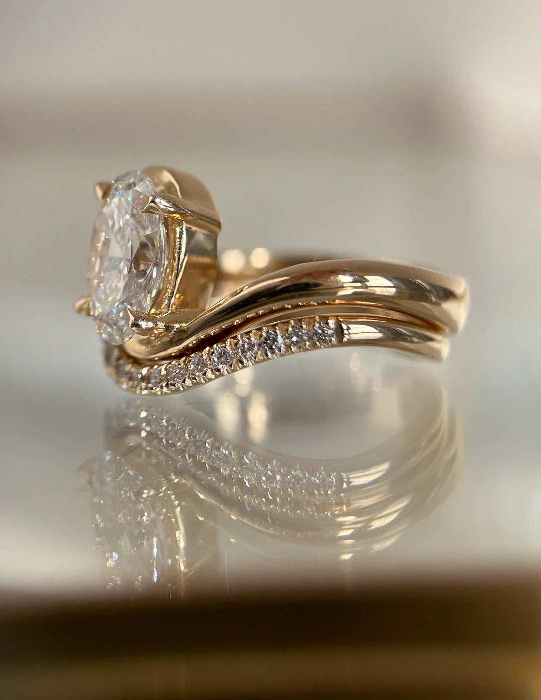 Lab Grown Oval Diamond Ring Set
