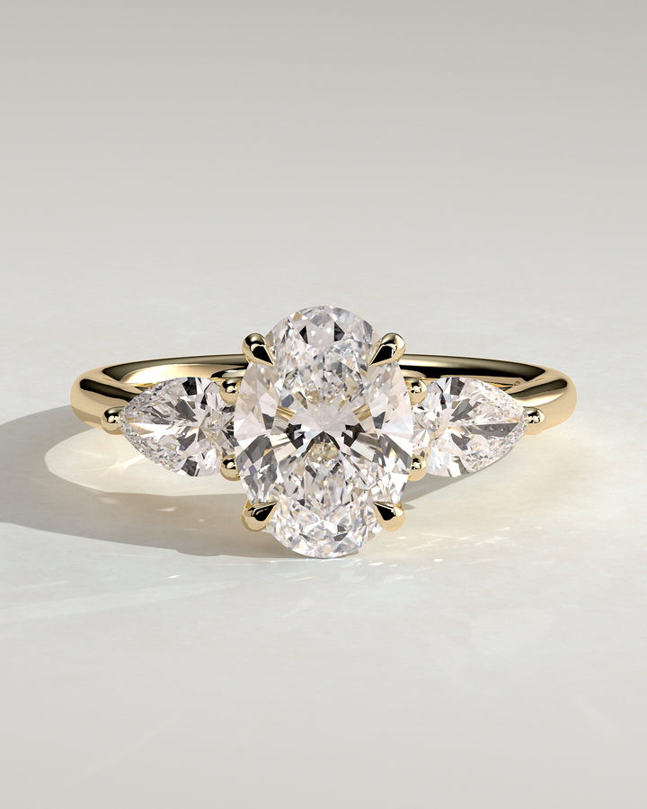 Oval trellis engagement ring