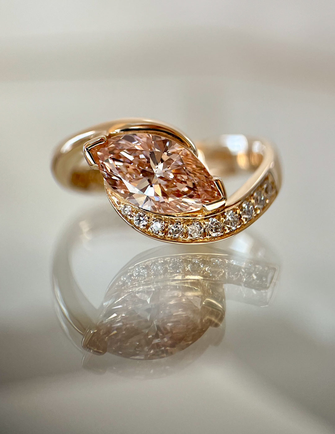 1.50CT-2.50CT Pink Marquise Cut Lab Grown Diamond Unique Engagement Ring