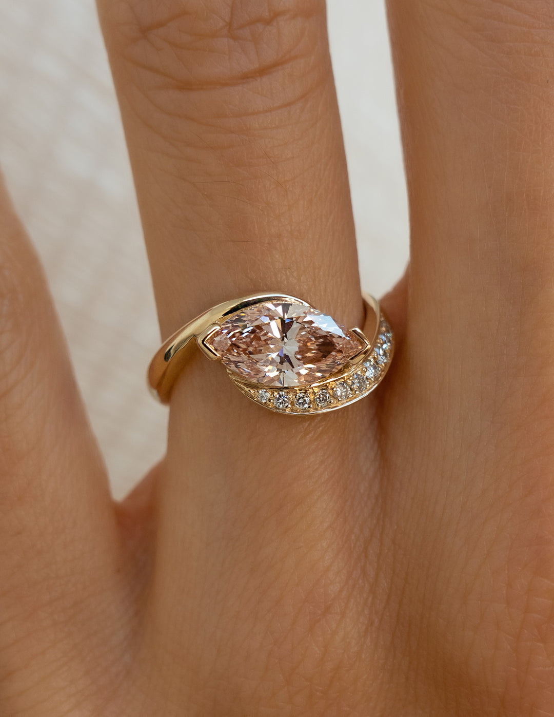 1.50CT-2.50CT Pink Marquise Cut Lab Grown Diamond Unique Engagement Ring