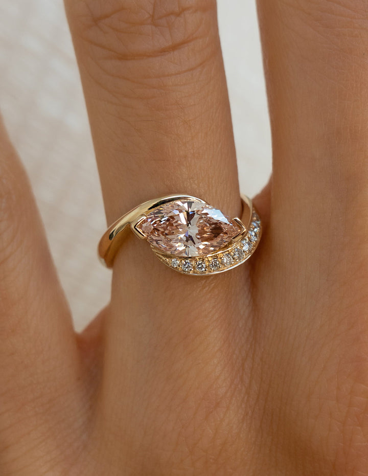 1.50CT-2.50CT Pink Marquise Cut Lab Grown Diamond Unique Engagement Ring