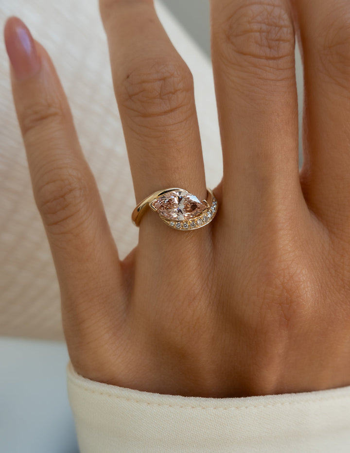 1.50CT-2.50CT Pink Marquise Cut Lab Grown Diamond Unique Engagement Ring