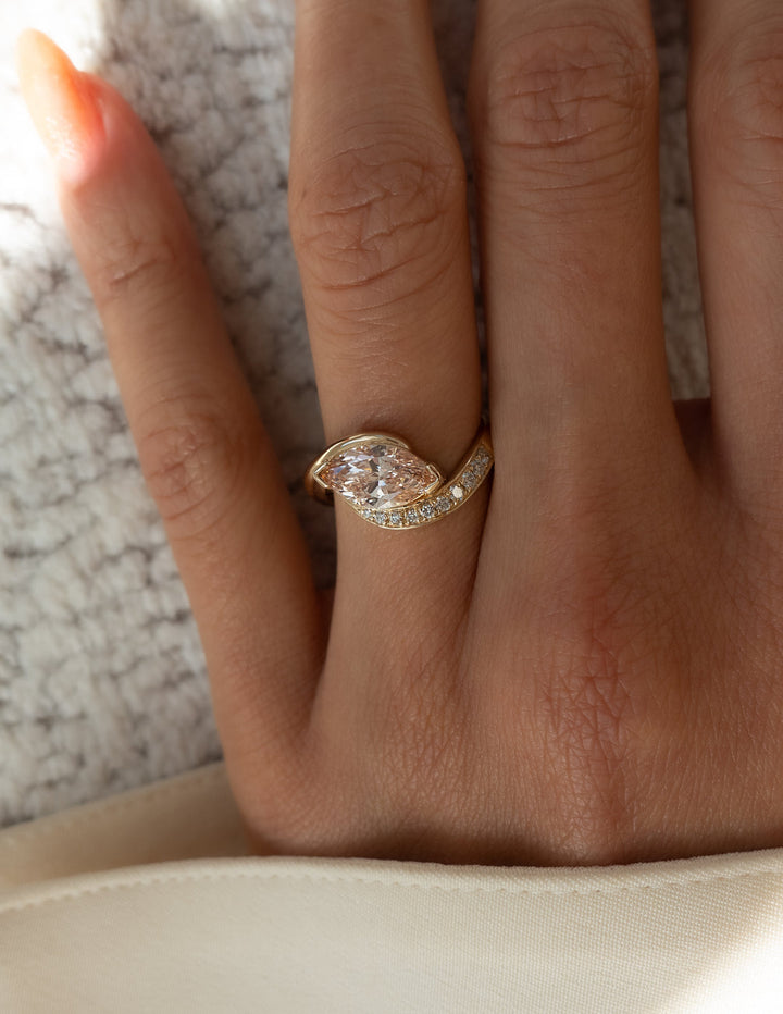 1.50CT-2.50CT Pink Marquise Cut Lab Grown Diamond Unique Engagement Ring
