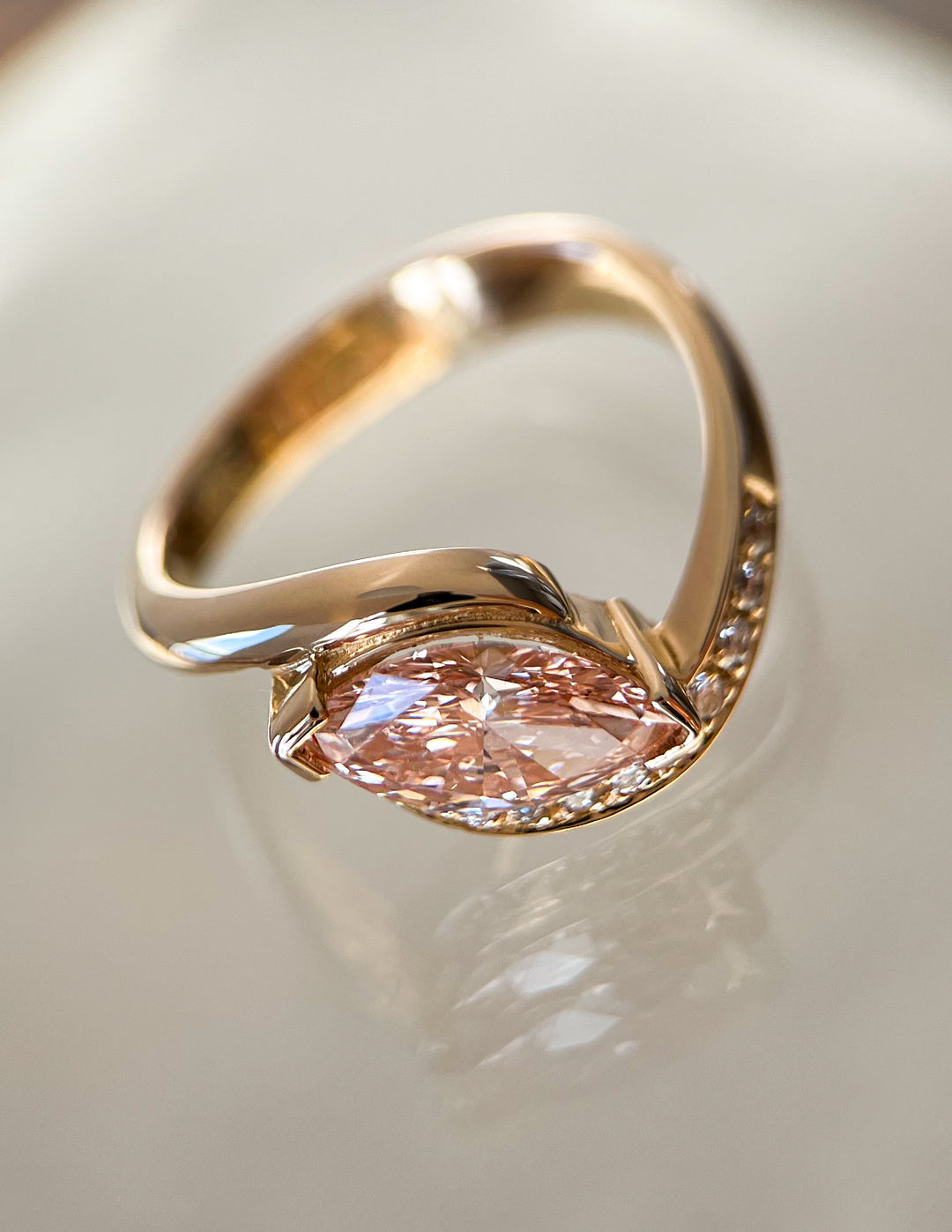 1.50CT-2.50CT Pink Marquise Cut Lab Grown Diamond Unique Engagement Ring