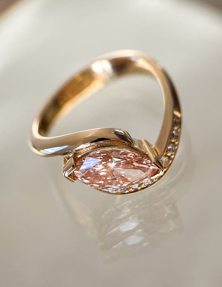 1.50CT-2.50CT Pink Marquise Cut Lab Grown Diamond Unique Engagement Ring