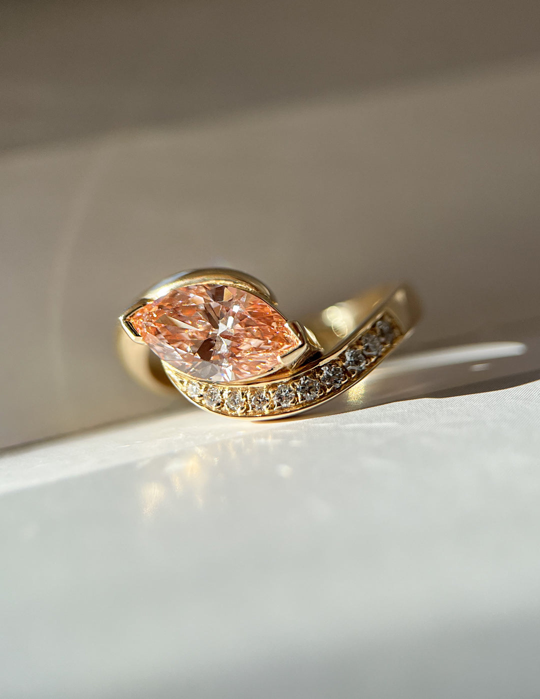 1.50CT-2.50CT Pink Marquise Cut Lab Grown Diamond Unique Engagement Ring