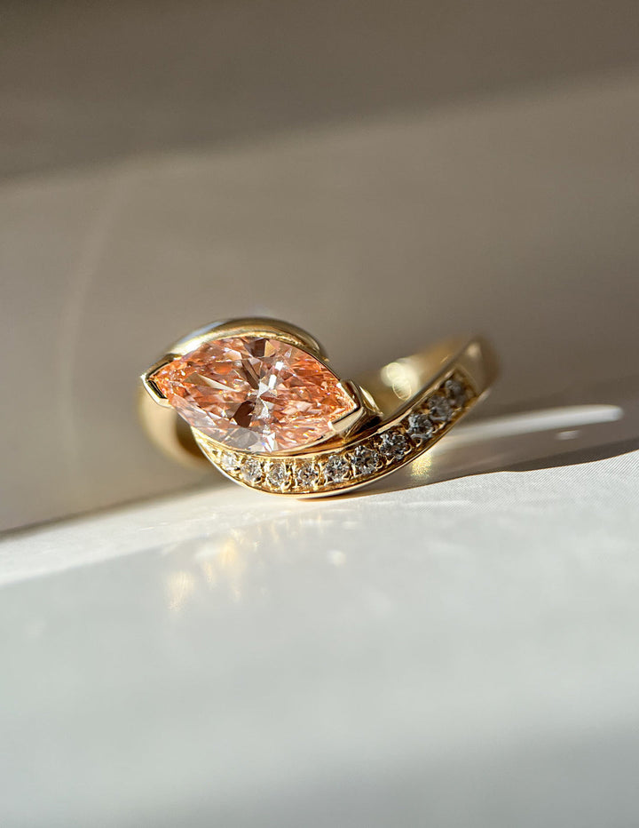 1.50CT-2.50CT Pink Marquise Cut Lab Grown Diamond Unique Engagement Ring