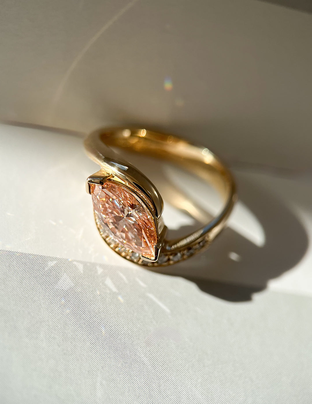 1.50CT-2.50CT Pink Marquise Cut Lab Grown Diamond Unique Engagement Ring