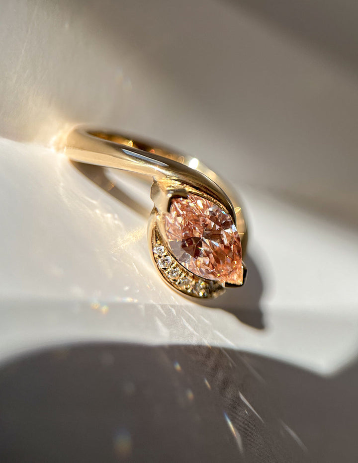 1.50CT-2.50CT Pink Marquise Cut Lab Grown Diamond Unique Engagement Ring