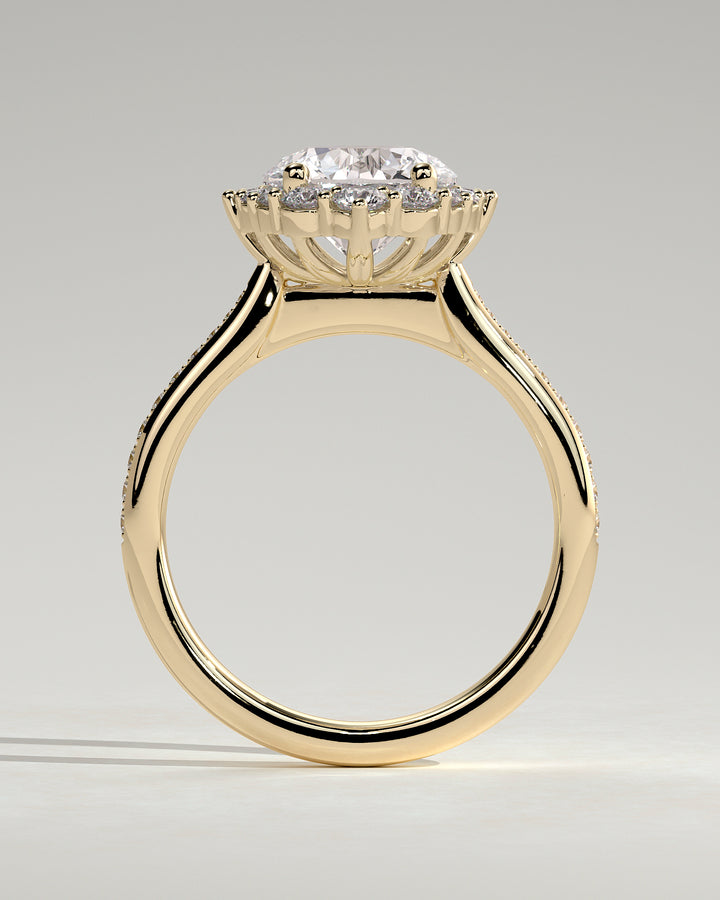 modern round halo engagement ring