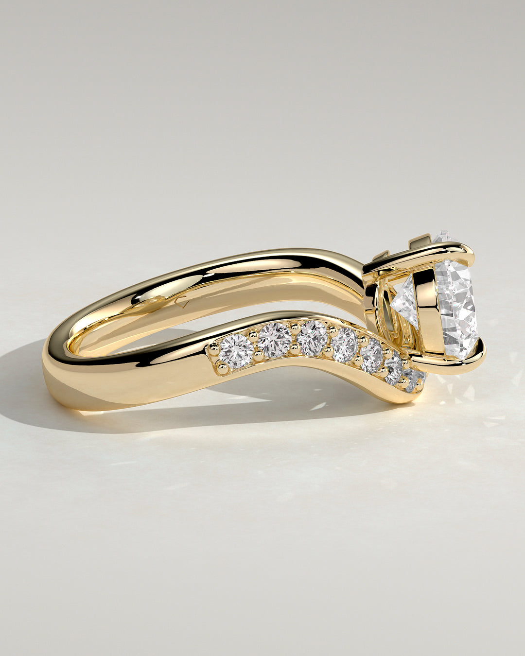 Pave set horizontal pear