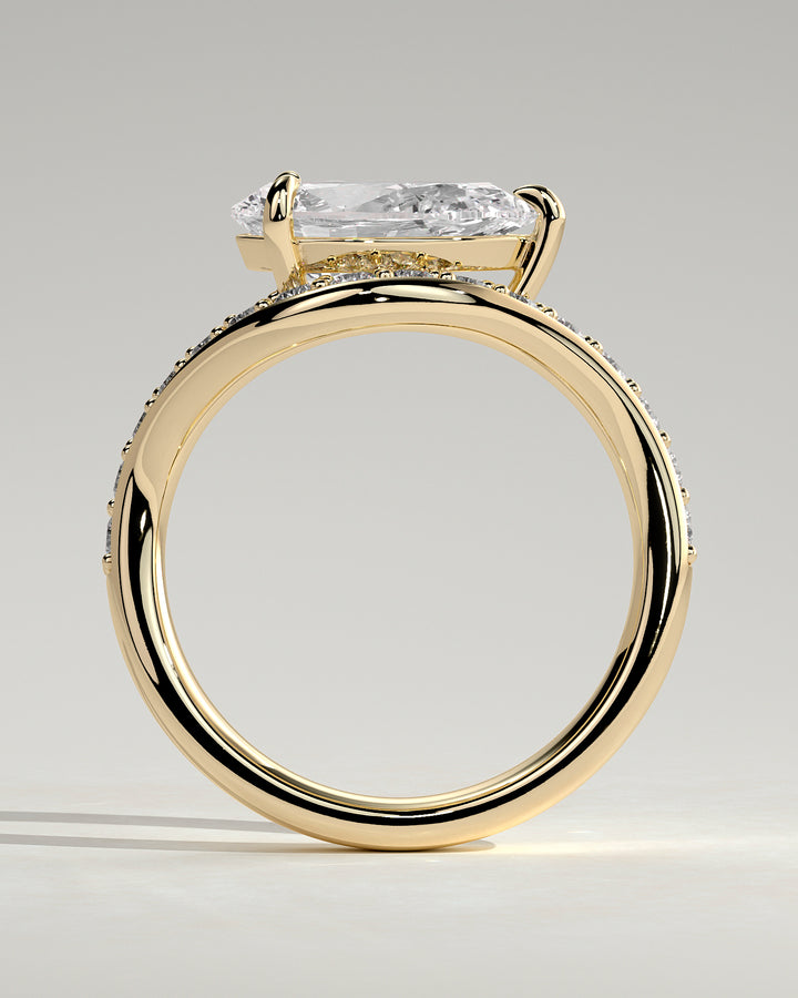 Pave shank engagement ring