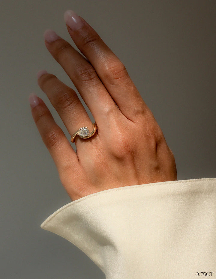1.0CT-2.0CT Pear East West E/VS CVD Diamond Tension Style Engagement Ring With Matching Classic Band