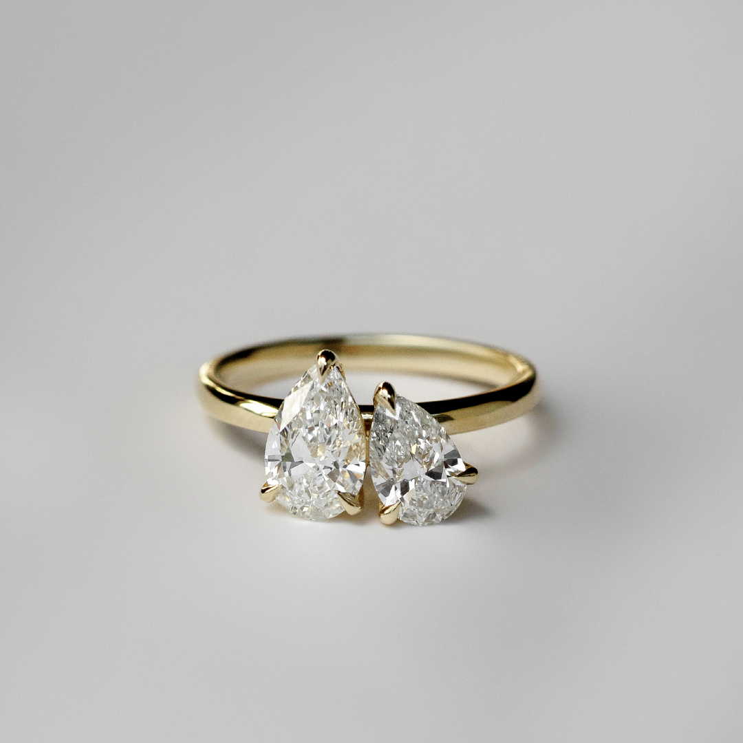 luxury pear toi et moi engagement ring IGI certified USA