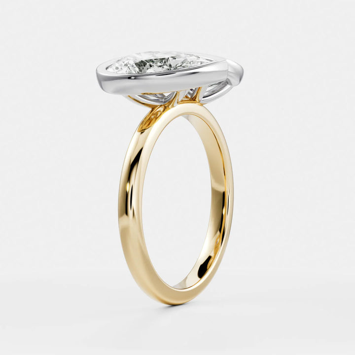 bezel set toi et moi pear cushion engagement ring lab diamond USA