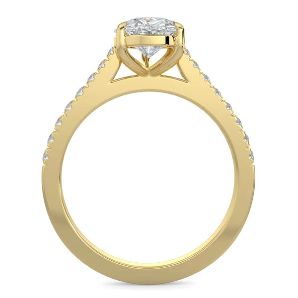 pear cut cathedral pavé engagement ring 2 carat lab diamond USA