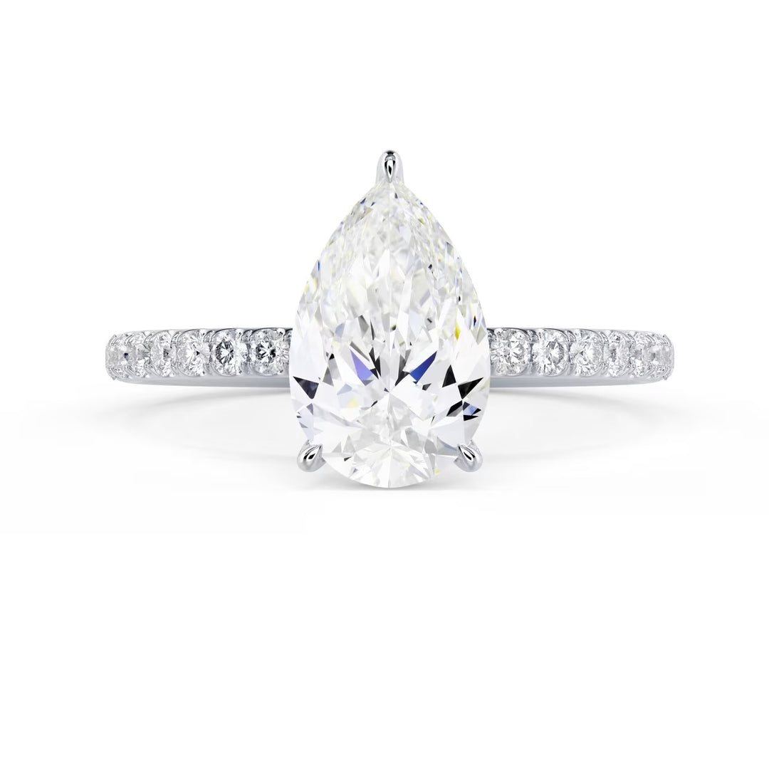 Pear Cut Lab Grown Diamond Pavé Engagement Rings