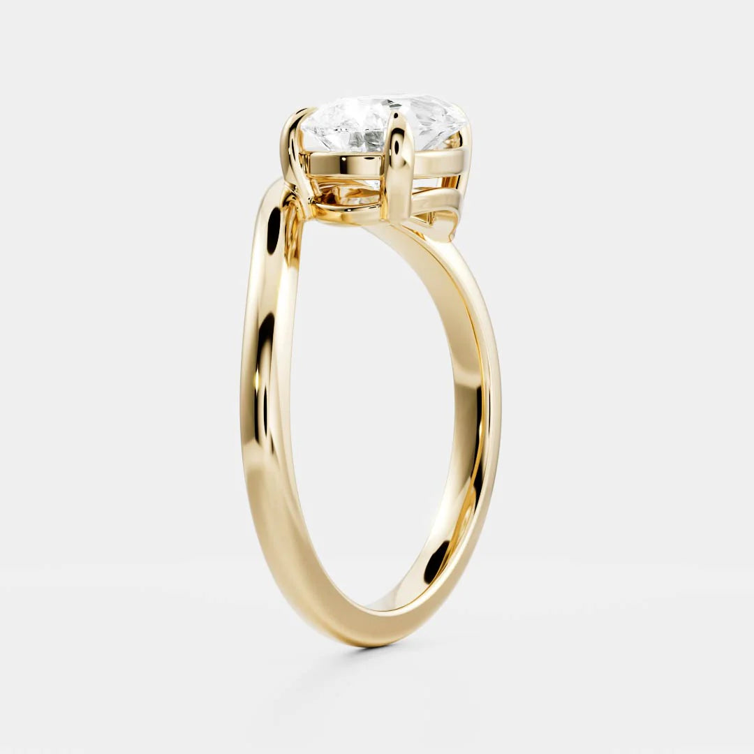 pear east west curved solitaire engagement ring 1.5 carat lab diamond IGI USA
