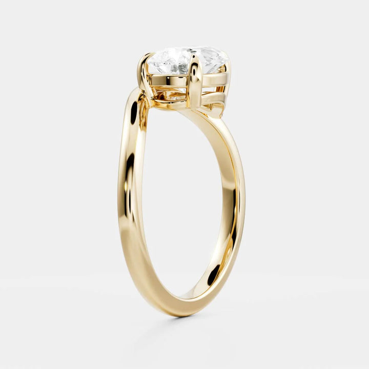 pear east west curved solitaire engagement ring 1.5 carat lab diamond IGI USA