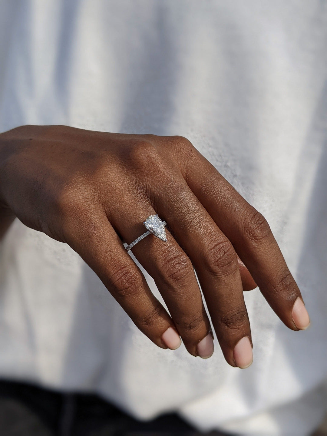 Minimal Pear Pavé Engagement Ring
