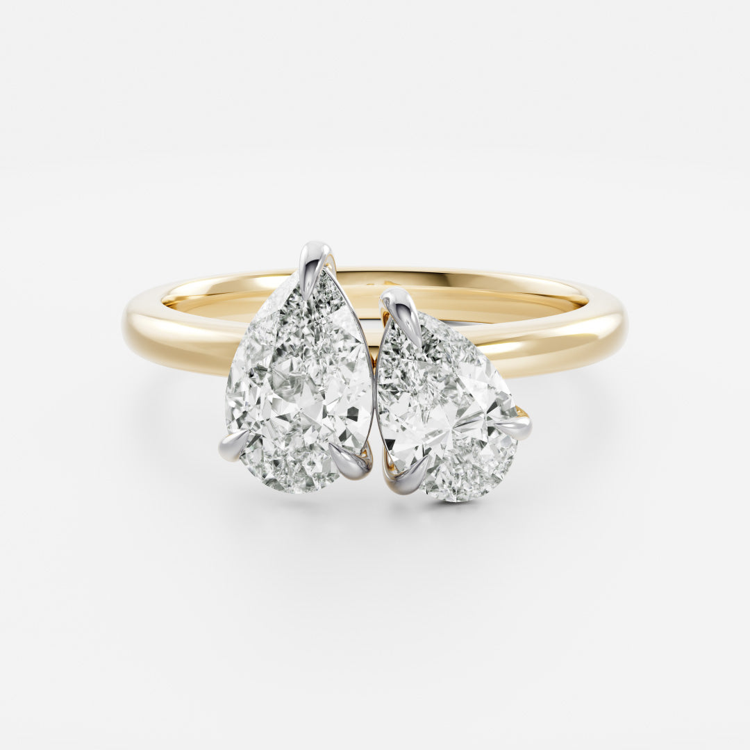 pear toi et moi engagement ring 1 carat lab diamond E/VS USA