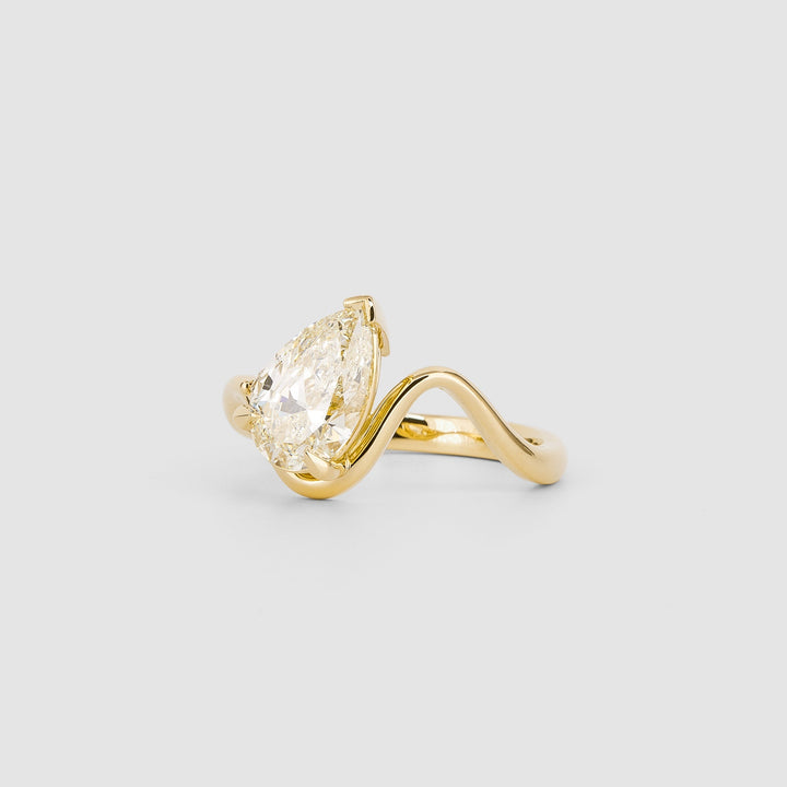 Pear Cut Yellow Lab Diamond Ring
