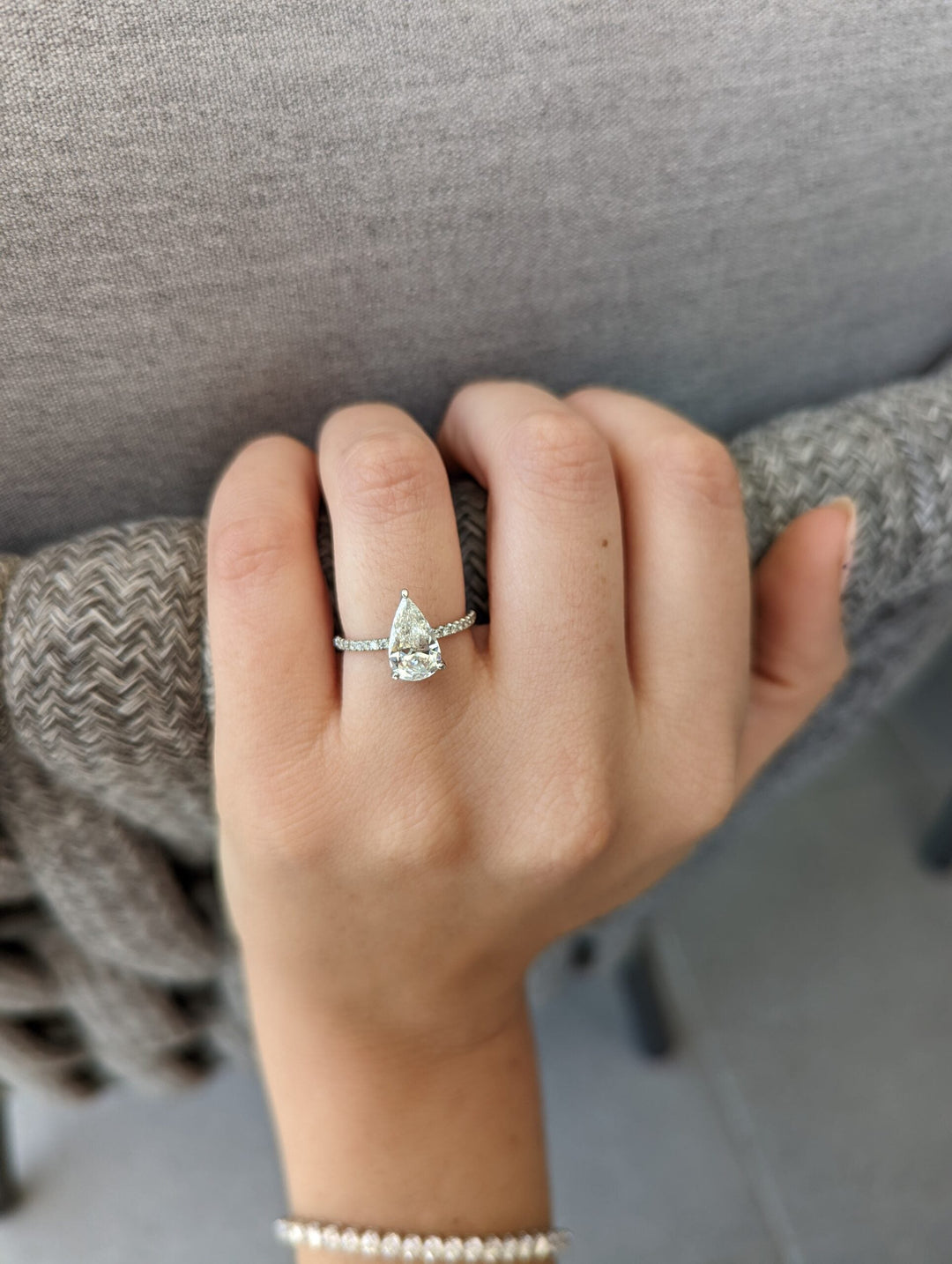 Pear Cut Lab Diamond Engagement Ring