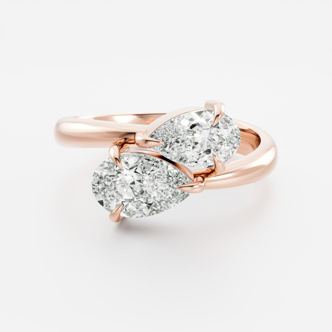 pear dual stone twisted engagement ring lab diamond USA 1ct