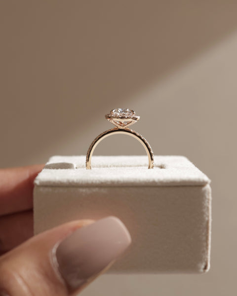 modern pear halo diamond engagement ring lab grown USA