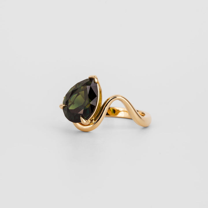 Pear Australian Green Sapphire Ring