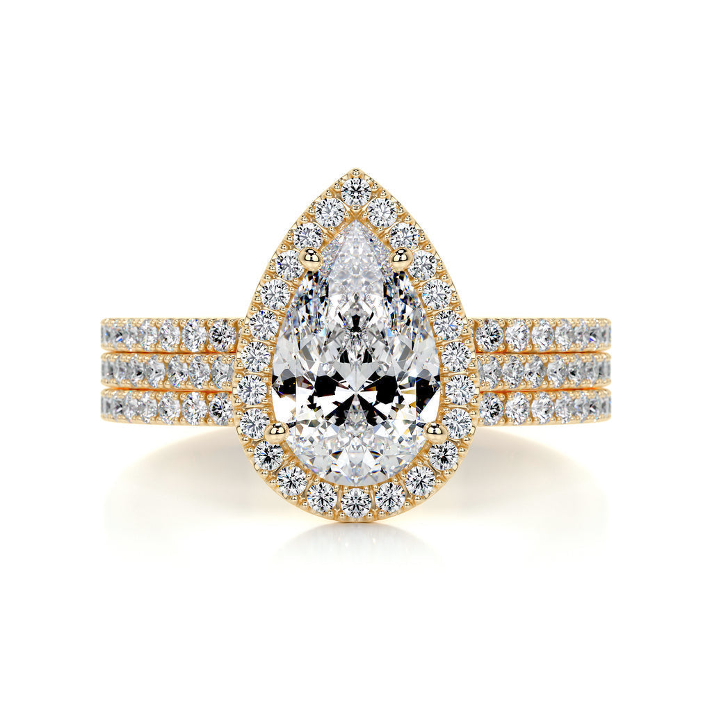 Pear Diamond Ring With Wedding Band