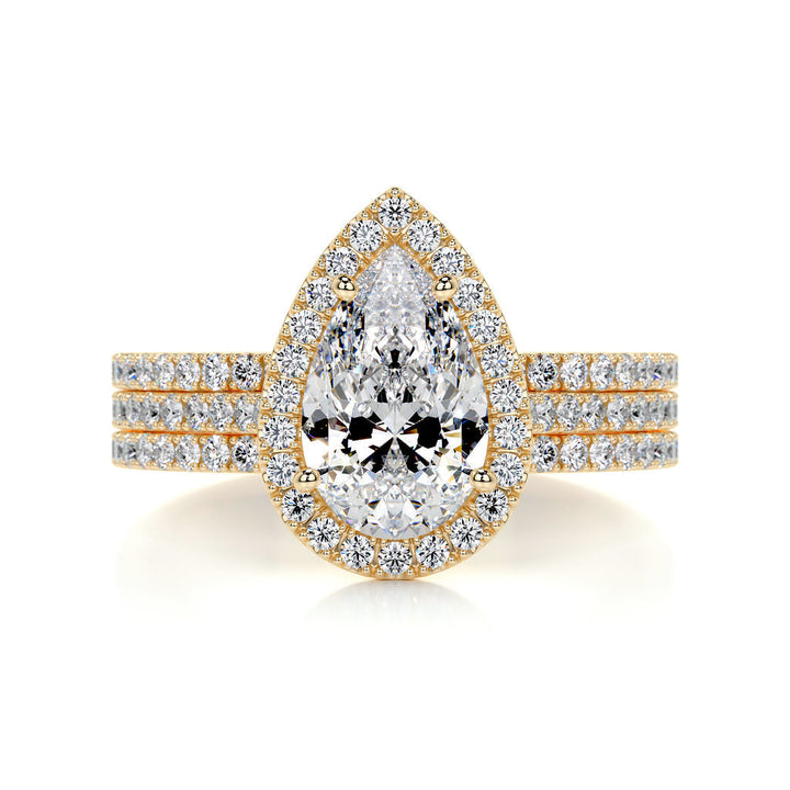 Pear Diamond Ring With Wedding Band