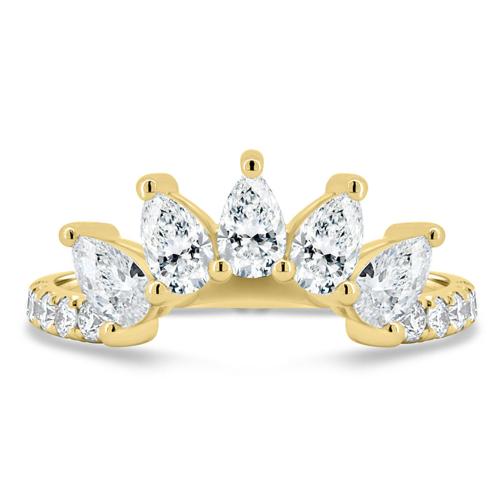 Pear Lab Grown Diamond  Unique Curved Pave Wedding Band