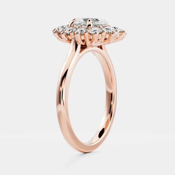 pear halo cluster engagement ring petite lab diamond USA 1ct