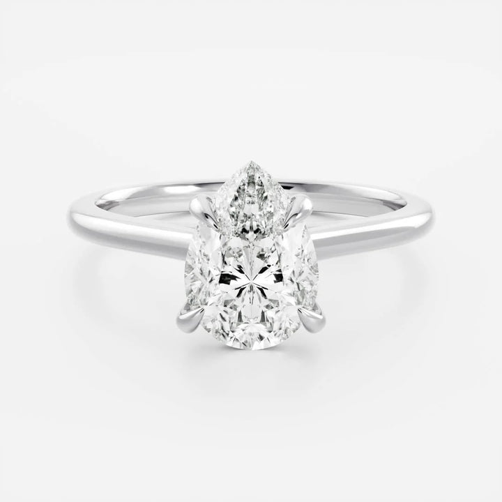 1 carat pear diamond cathedral solitaire ring lab grown IGI USA
