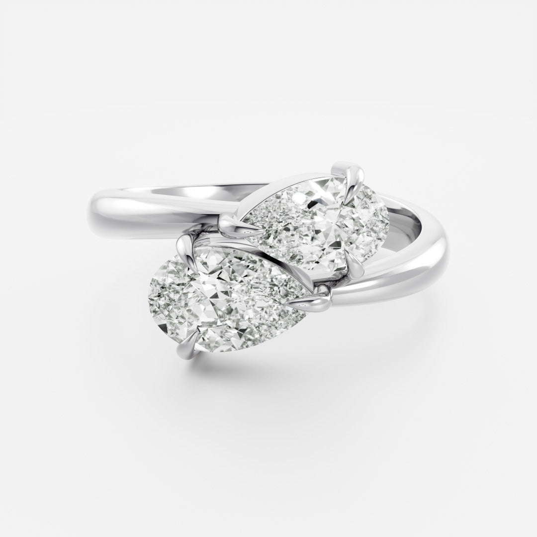 minimalist twisted toi et moi pear engagement ring IGI USA 1ct