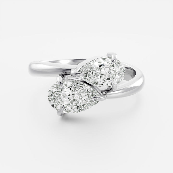minimalist twisted toi et moi pear engagement ring IGI USA 1ct