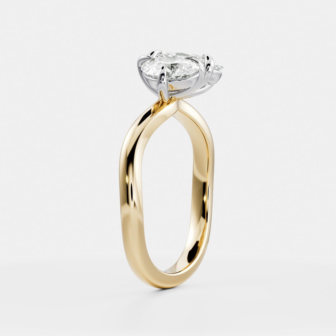 pear oval curved toi et moi engagement ring 1 carat lab diamond IGI USA