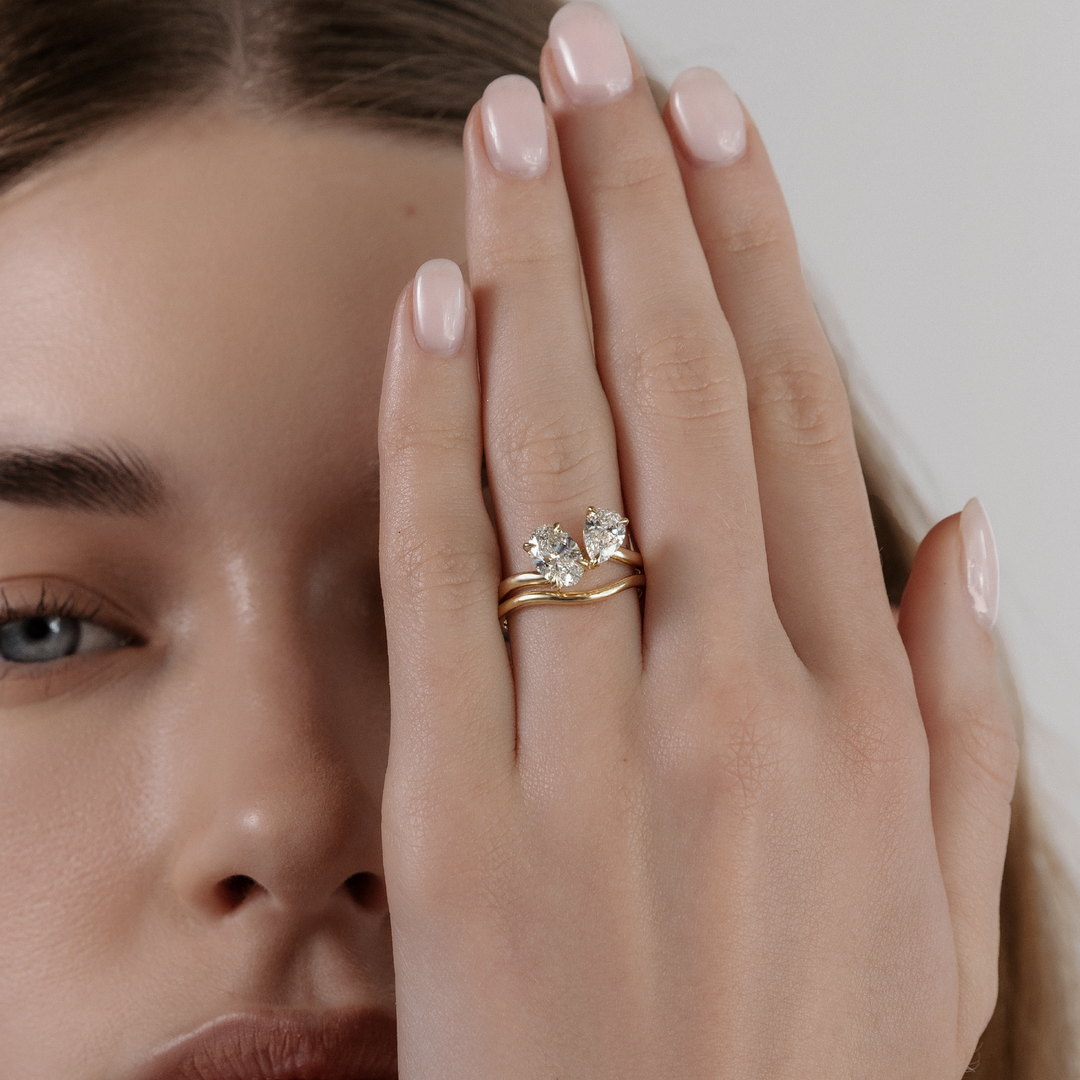 timeless pear oval curved toi et moi engagement ring lab diamond USA