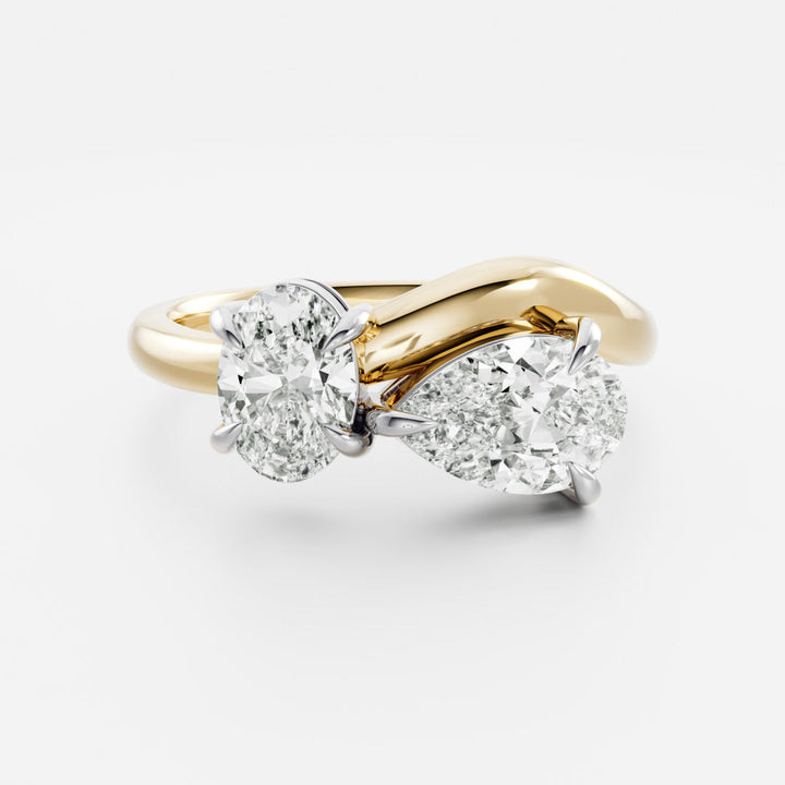 Pear Oval Horizontal Flow Toi Et Moi Ring